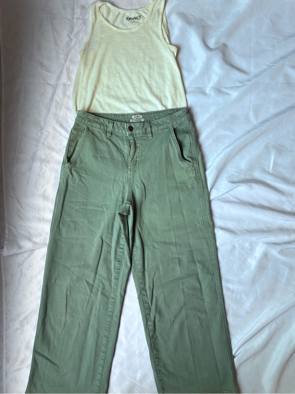L.L. Bean Classic Fit Wide Leg Jeans in Sage Green